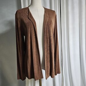 Chico's Travelers Rich Brown Knit Cardiganos Size 1